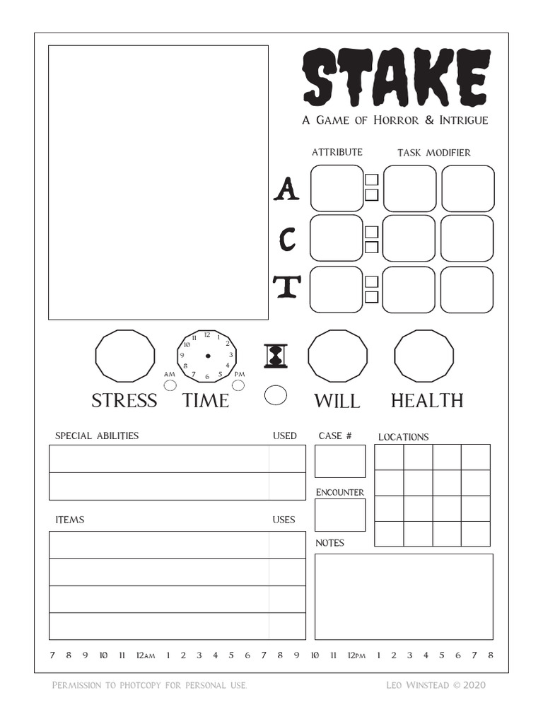 STAKE - Character Sheet | PDF