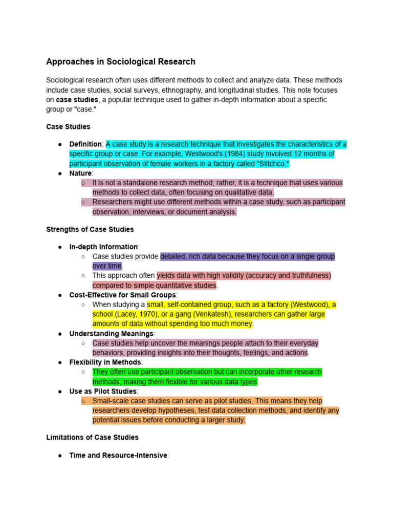 Case Studies in Sociological Research | PDF | Positivism | Methodology