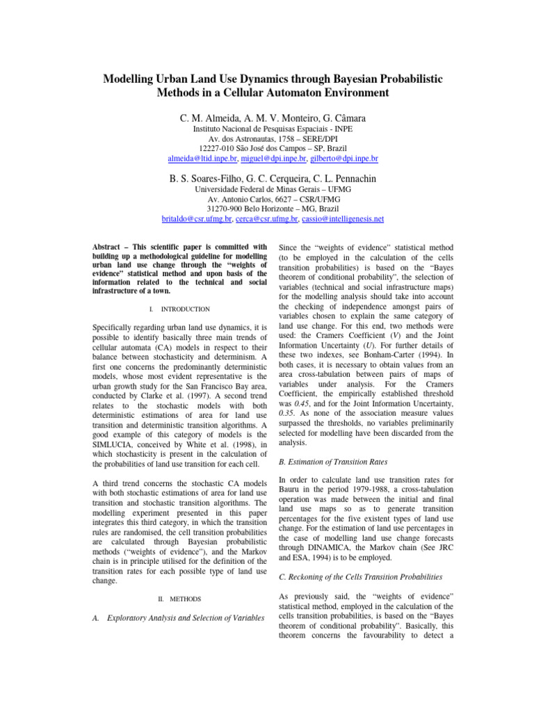 Urban Land Use Modeling with Bayesian Methods | PDF | Markov Chain ...