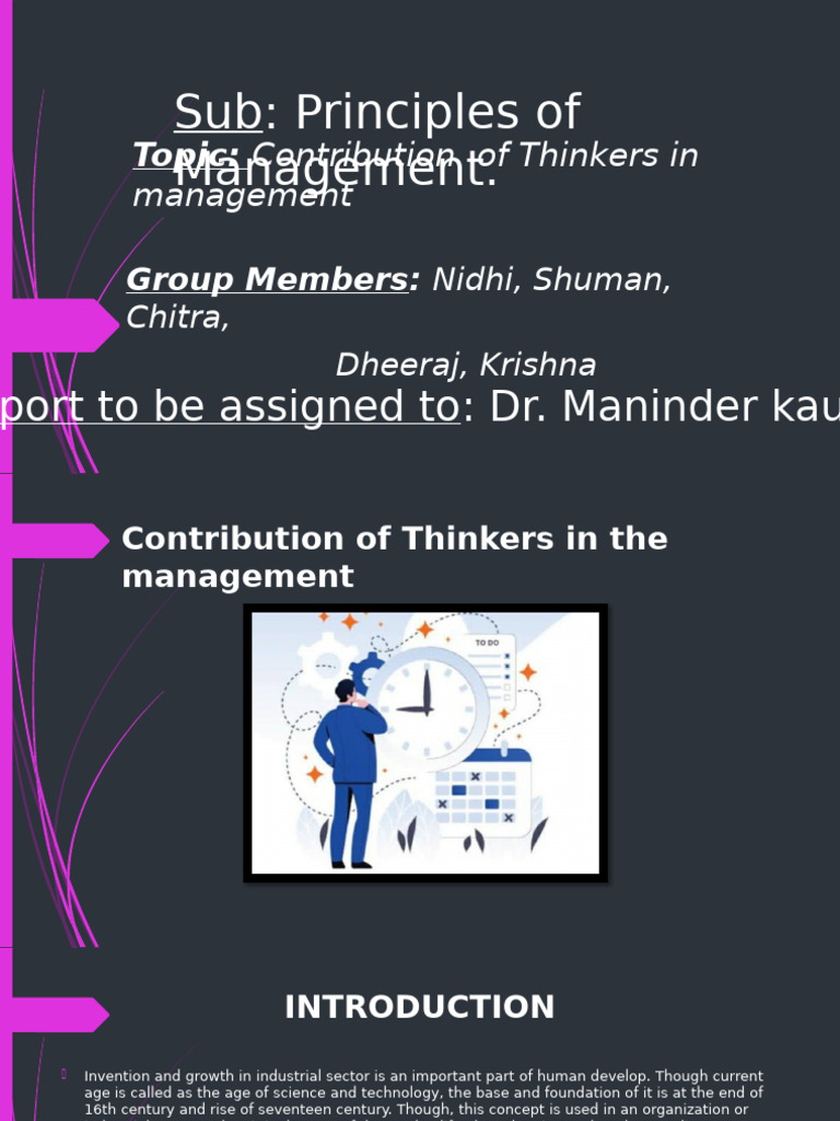 Thinkers' Contributions to Management | PDF