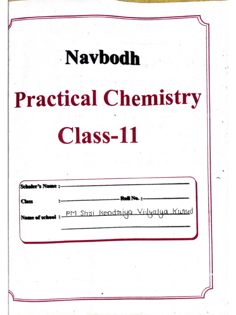 Class 11 Chemistry Practical Pdf
