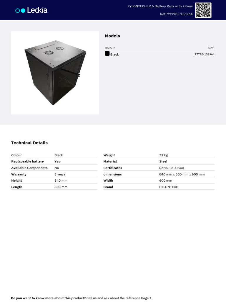 PYLONTECH U16 Battery Rack With 2 Fans | PDF