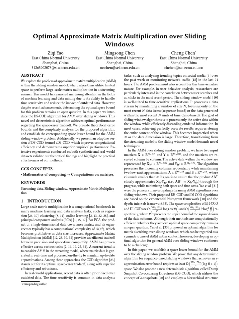 Optimal AMM Algorithm for Sliding Windows | PDF | Matrix (Mathematics ...