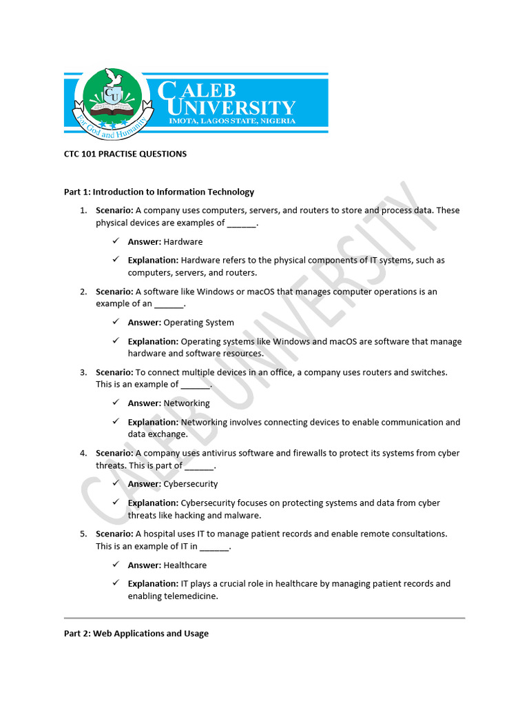 Introduction to Information Technology Questions and Answers Part 2 ...