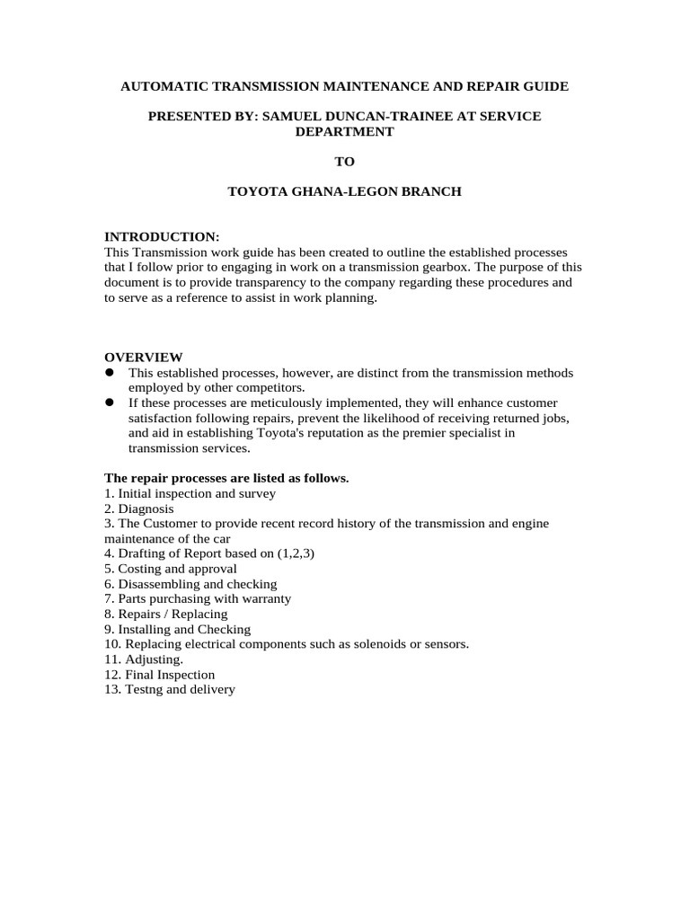 Automatic Transmission Repair Guide | PDF | Automatic Transmission