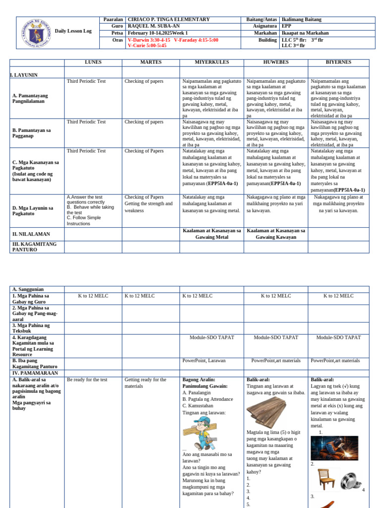 DLL WEEK 1-Q4 EPP 5 - February 10-14 - 2025 | PDF