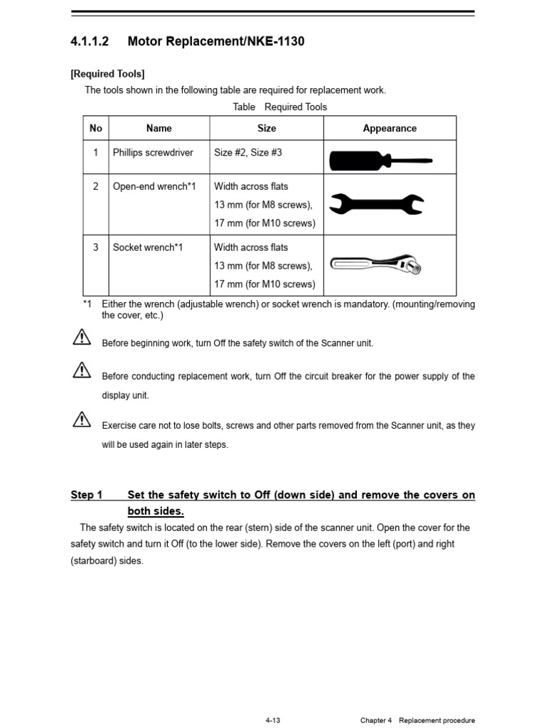 Motor Replacement Guide for NKE-1130 | PDF | Screw | Equipment