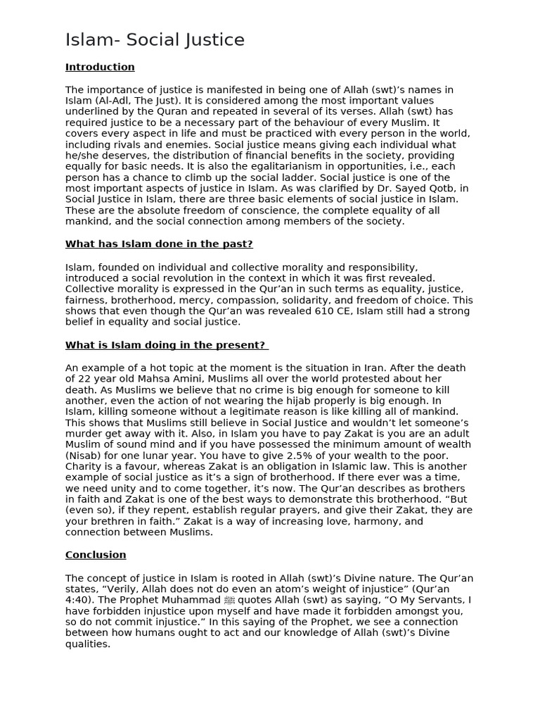 Islam - Social Justice | PDF | Justice | Crime & Violence