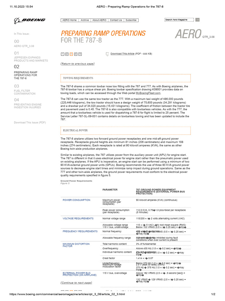Ramp Operations for 787-8 Aircraft | PDF | Alternating Current | Hertz