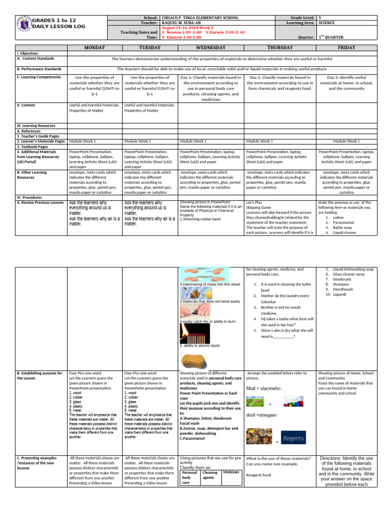 Science Lesson Plan: Materials Properties | PDF | Ductility | Materials