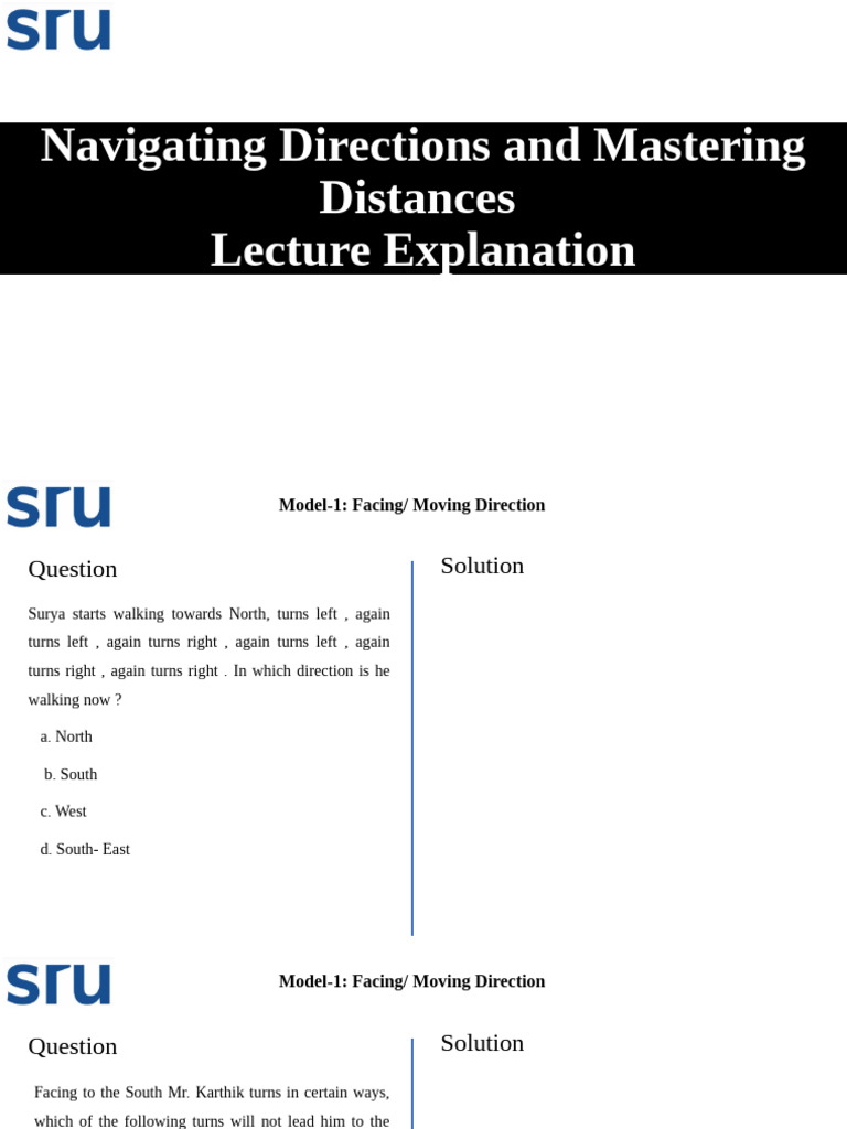 Direction and Distance Problem Solving | PDF | Space | Navigation