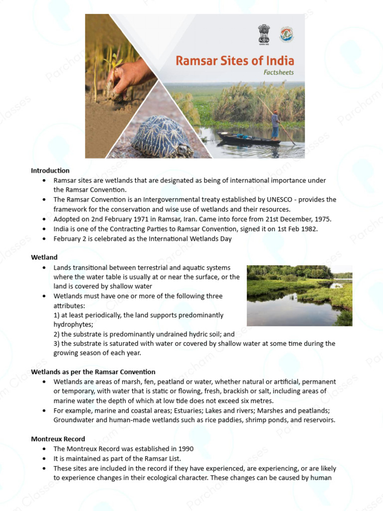 Montreux Record Ramsar Sites in India | PDF | Environment | Aquatic Ecology