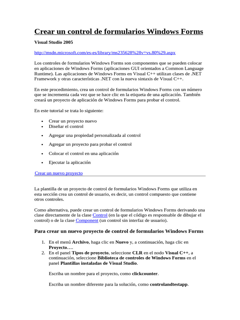 Crear Un Control de Formularios Windows Forms | PDF | Botón ...