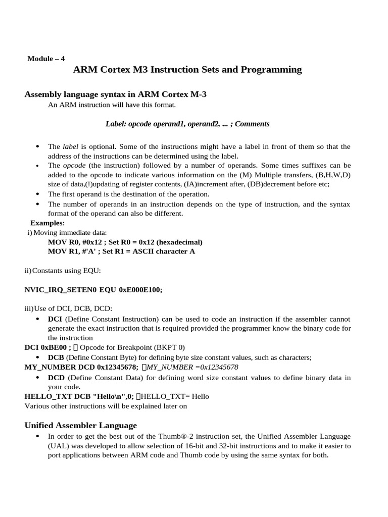 ARM Cortex M3 Assembly Language Guide | PDF | Random Access Memory ...