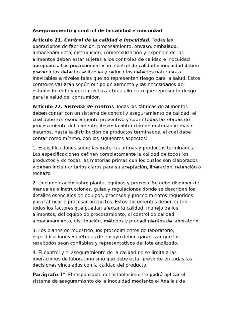 Control y Aseguramiento de Calidad Alimentaria | PDF | Análisis de ...