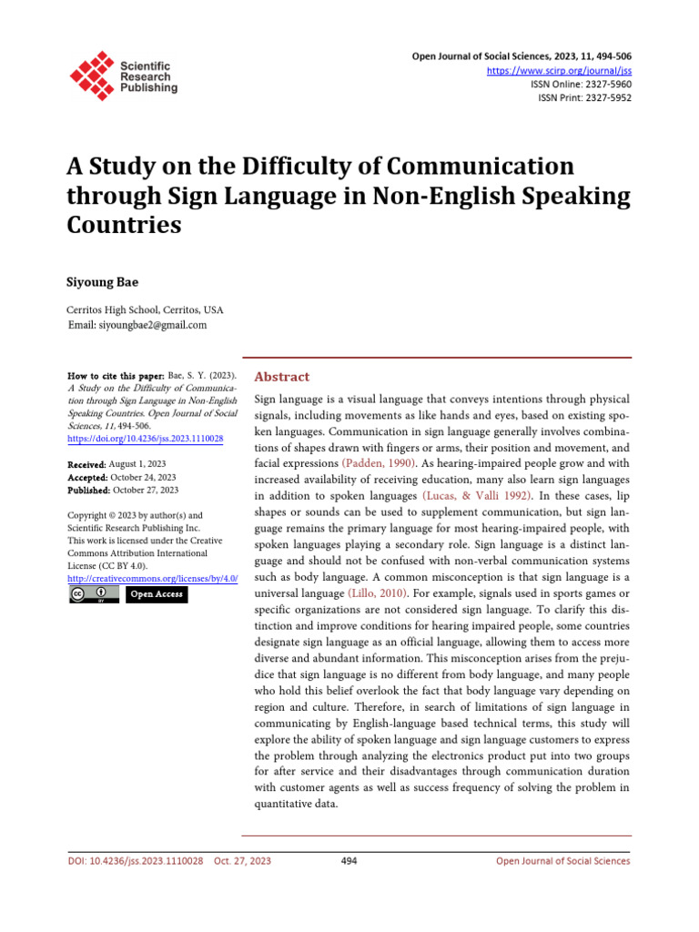 A Study On The Difficulty of Communication Through | PDF | Sign ...