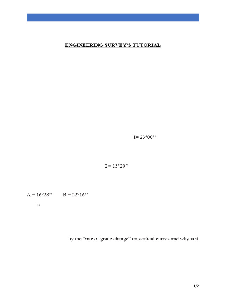 Engineering Survey TUTORIAL-1 | PDF | Angle | Geometric Shapes