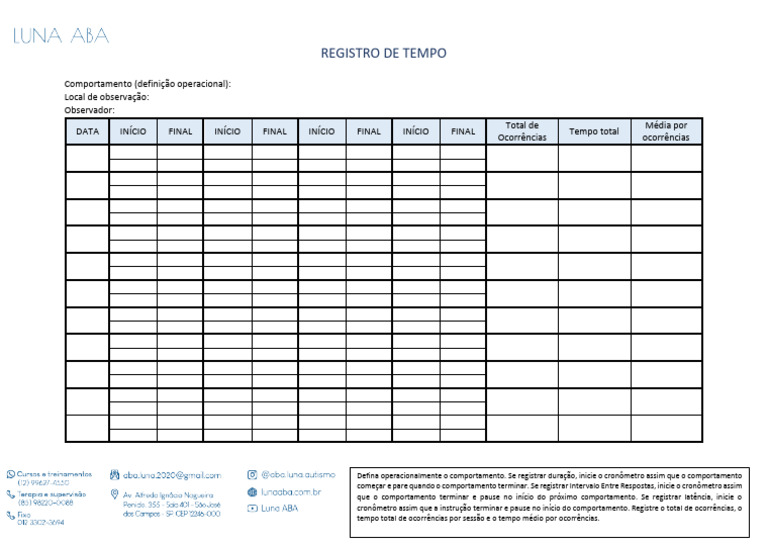 Registros de Tempo | PDF