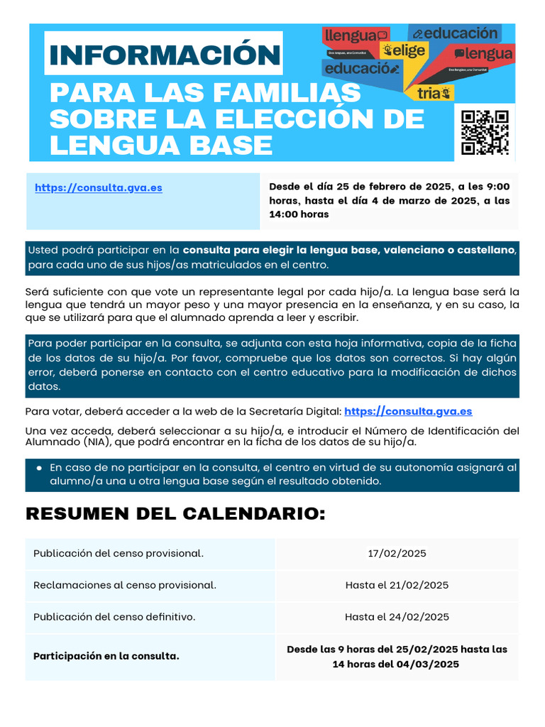 Consulta para elegir lengua base escolar | PDF