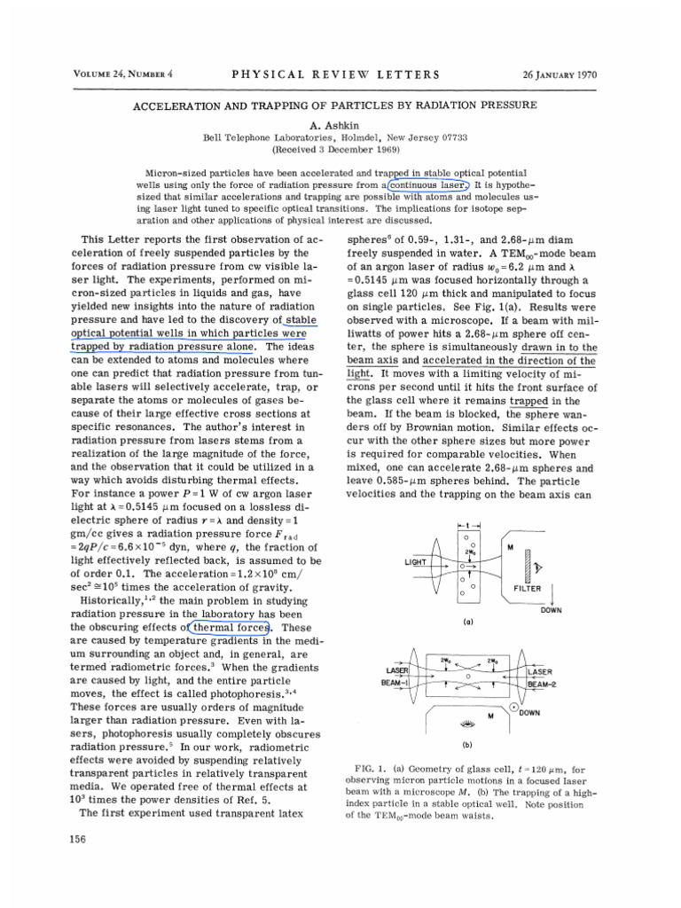 Radiation Pressure: Particle Trapping | PDF | Force | Light