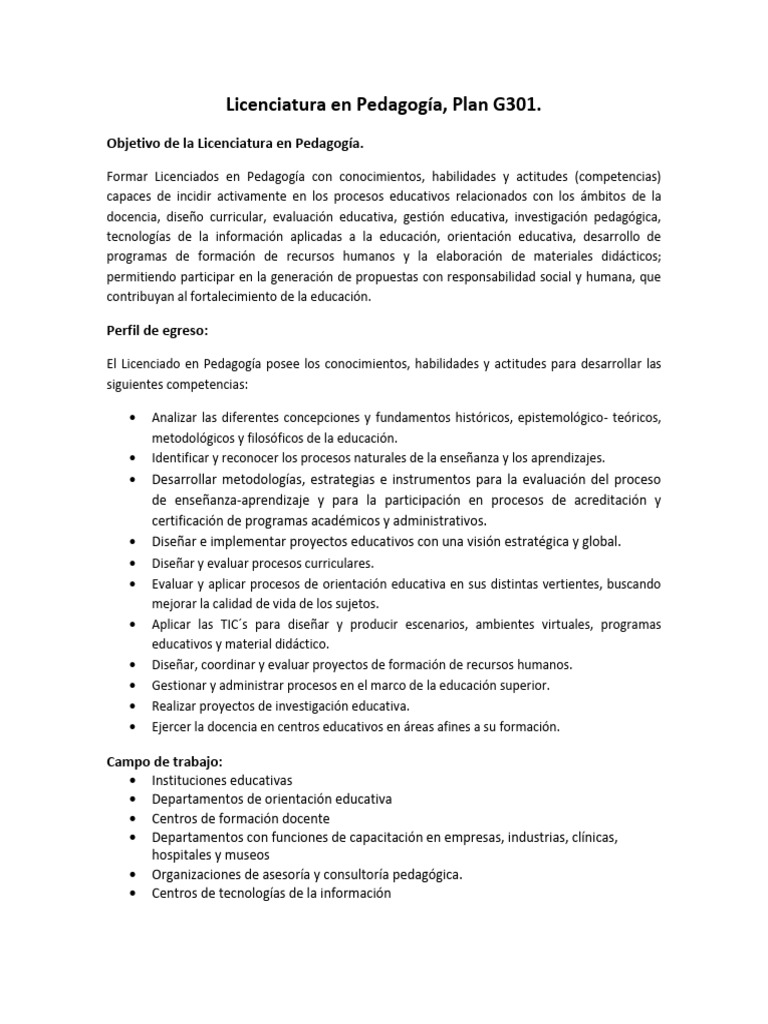 3 - Plan de Estudios Lic. en Pedagogía - 23072014174315 | PDF ...