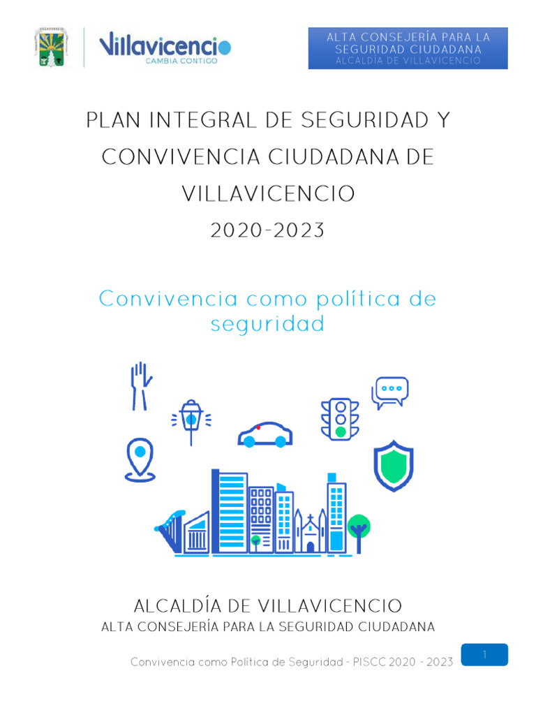 Plan Integral de Seguridad y Convivencia | PDF | Cumplimiento de la ley ...
