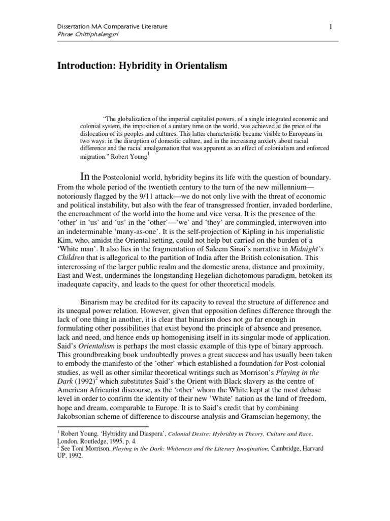Hybridity and Orientalism in Literature | PDF | Postcolonialism ...