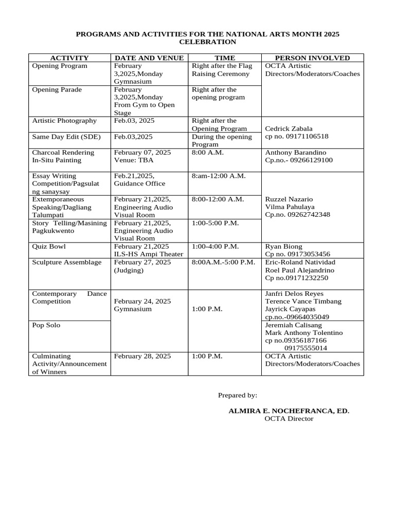National Arts Month 2025 Activities Guide | PDF | Cinematography ...