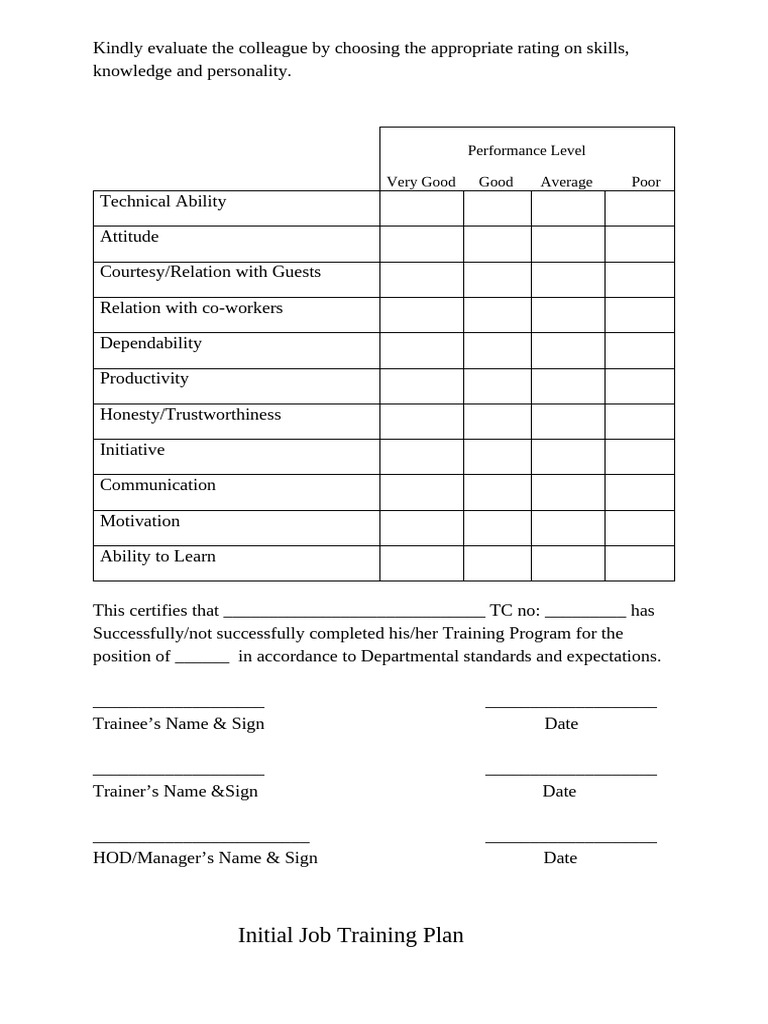 3 Initial Job Training Plan | PDF | Credit Card | Debit Card