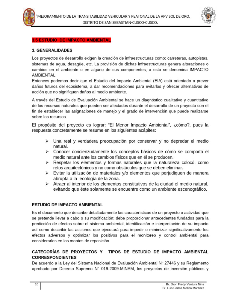 3.5 Estudio de Impacto Ambiental | PDF | Evaluación de impacto ...