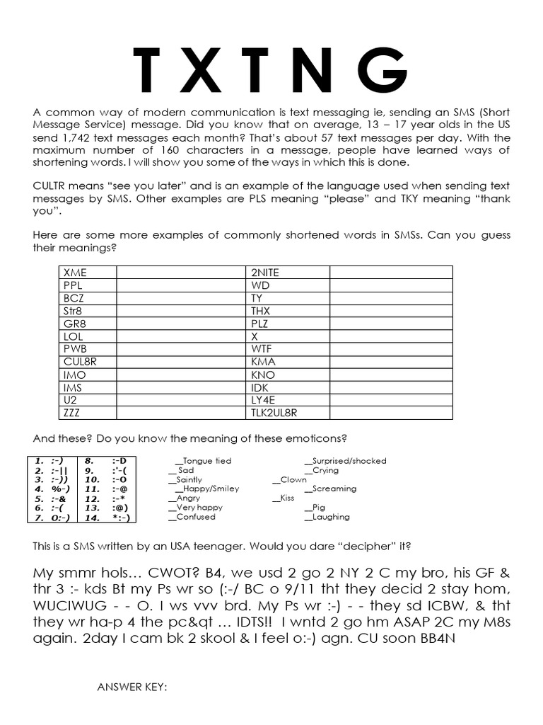 SMS Language and Emoticons Guide | PDF | Text | Text Messaging