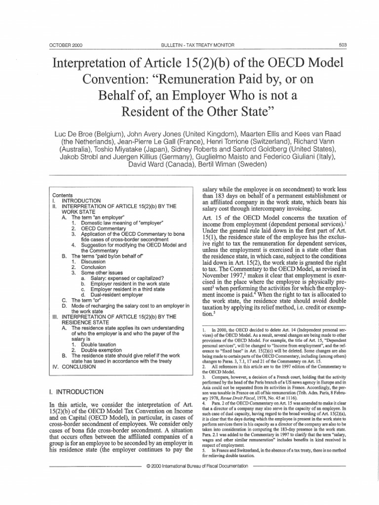 Intrepretation of Art15 (2) of The OECD MC | PDF