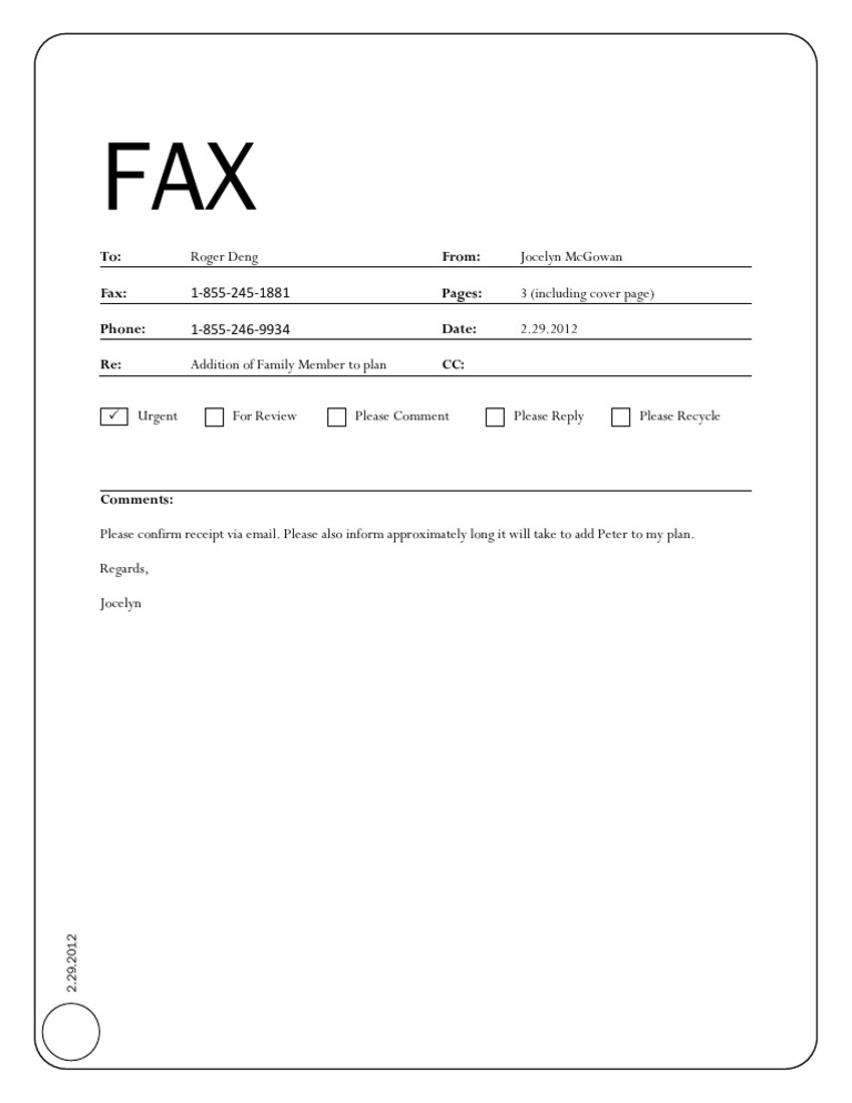 FAX Template | PDF