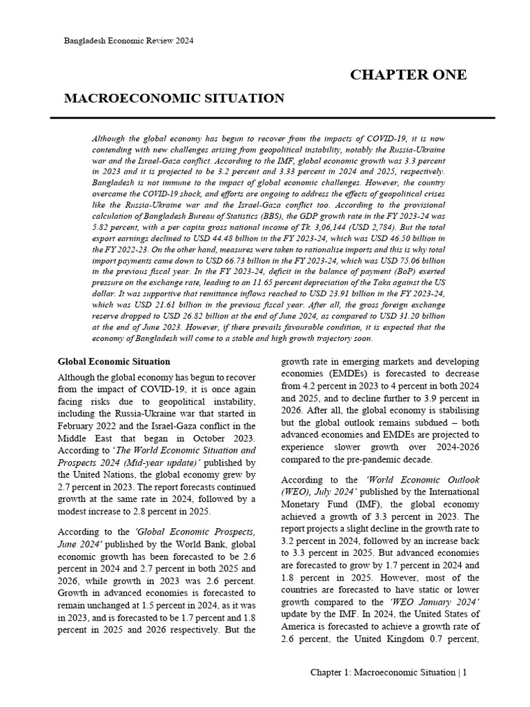 Bangladesh Economic Review 2024 Insights | PDF | Gross Domestic Product ...