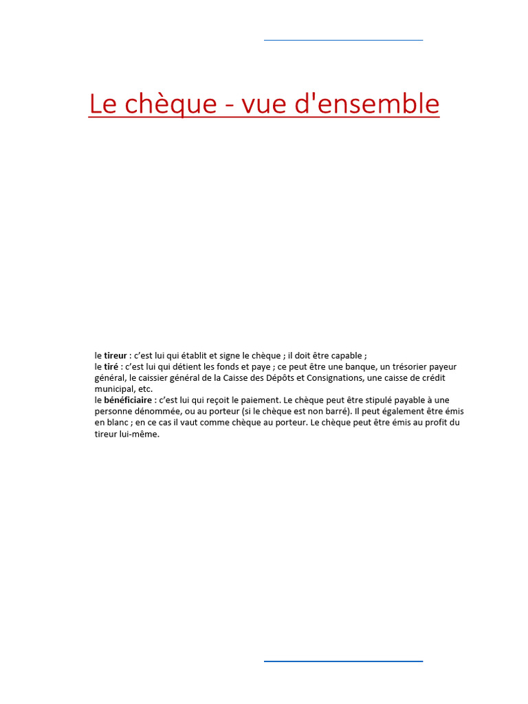 Comprendre le chèque barré et ses types | PDF | Chèque | Banques