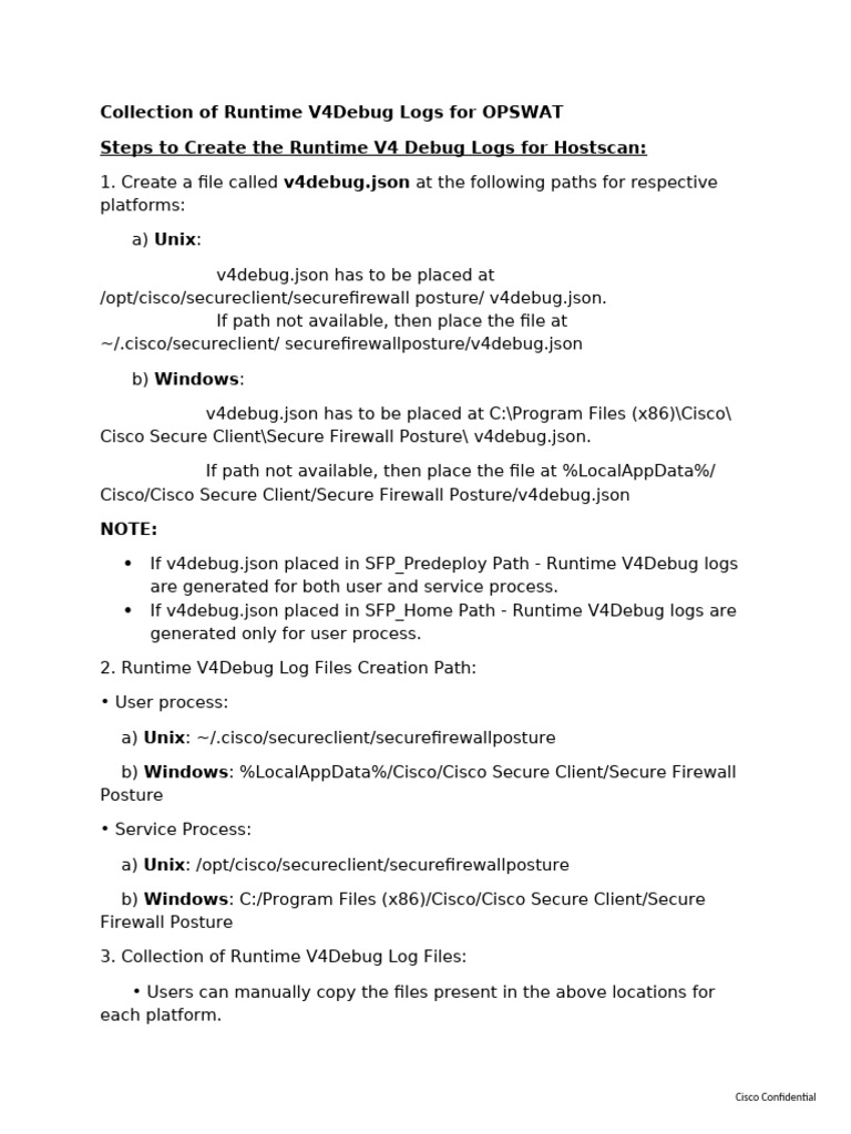 Create Runtime V4 Debug Logs for OPSWAT | PDF