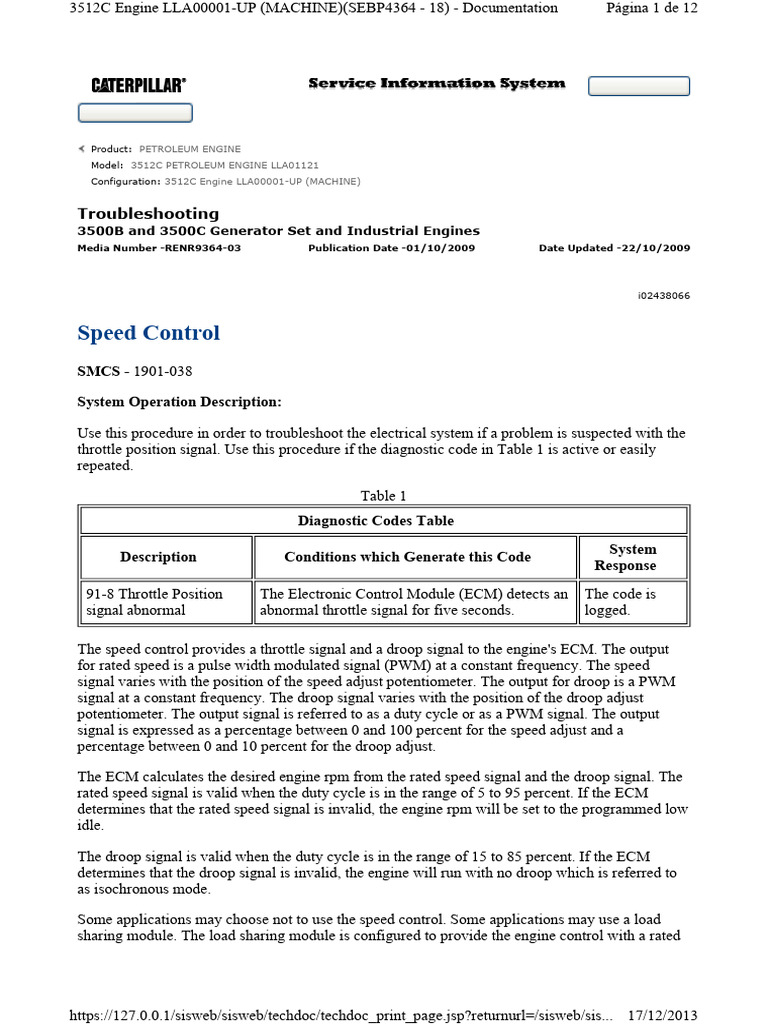 Troubleshooting 3512C Engine Speed Control | PDF | Electrical Connector ...
