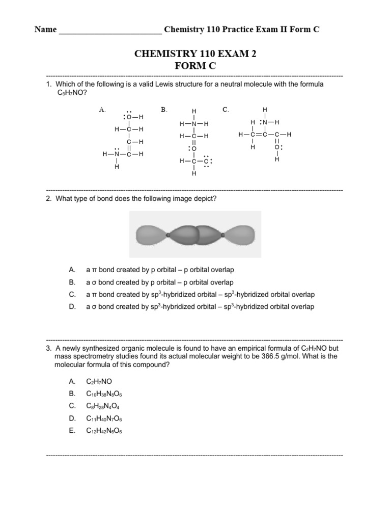 Practice Ex2-C | PDF | Molecular Orbital | Chemical Bond