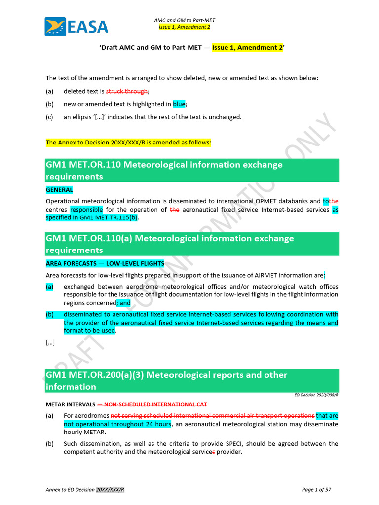 Appendix IV - Draft Amc GM To Part-Met | PDF | Meteorology | Branches ...