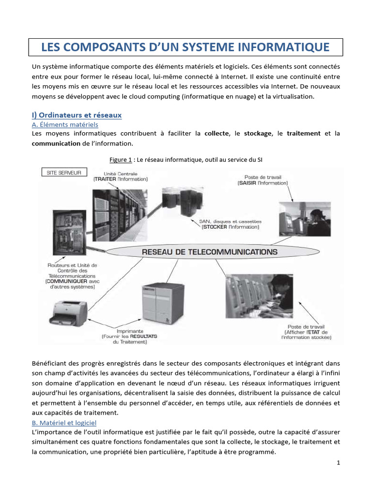 Composants d'un Système Informatique | PDF | Cloud computing | Mémoire ...