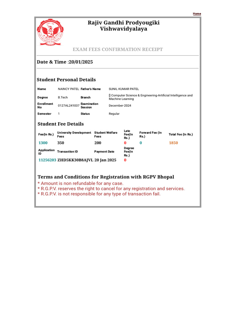 RGPV - Ac.in StudentLife ExamFees - Aspx | PDF