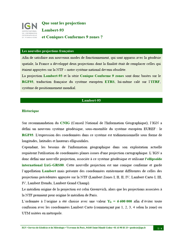 Projections Lambert-93 et CC 9 zones en France | PDF | Cartographie ...