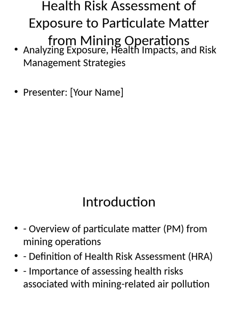 Health Risk Assessment PM Mining | PDF | Mining | Particulates
