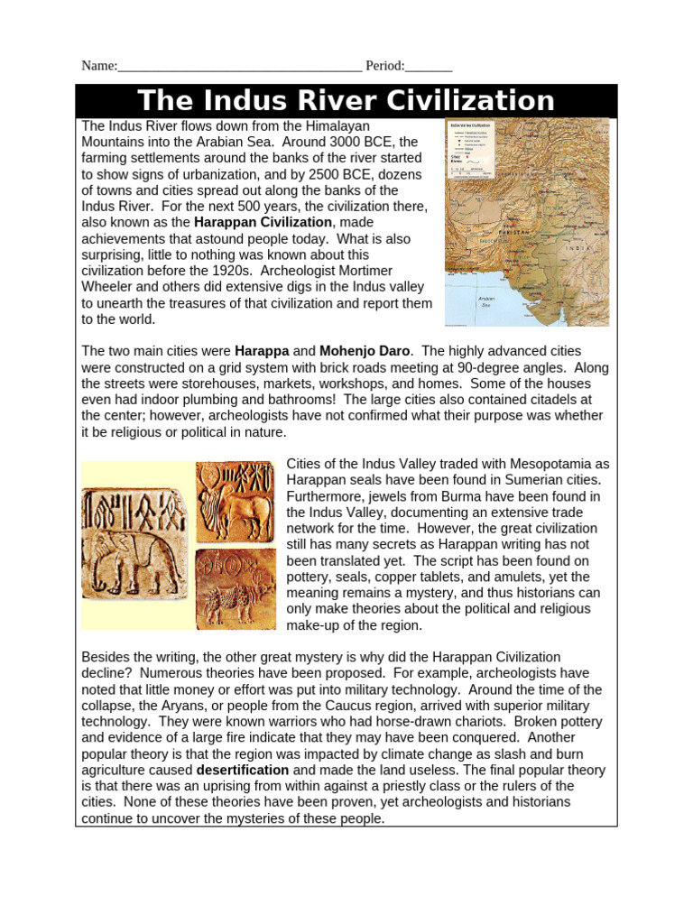 Indus River Valley Civilization Overview | PDF