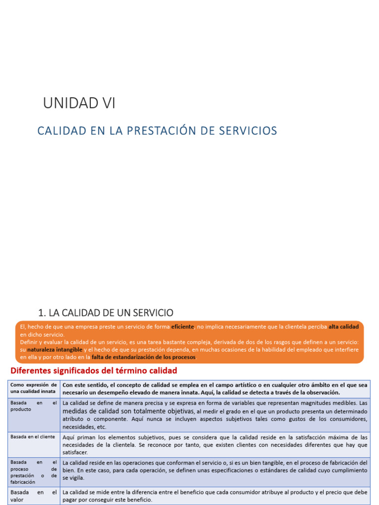 T.6. Calidad en Los Servicios | PDF | Calidad (comercial) | Metodología ...