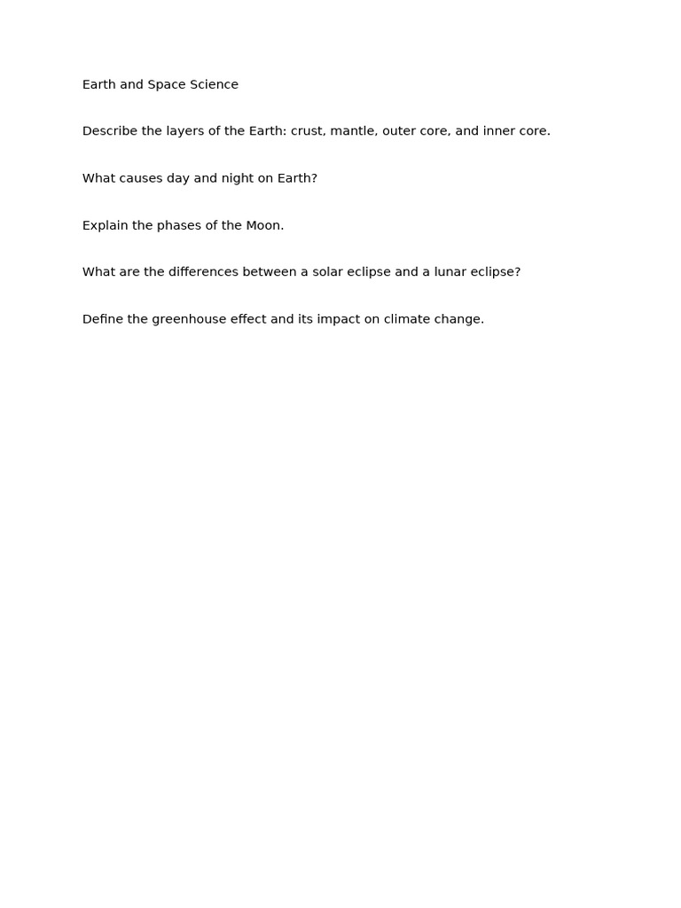 Earth Layers and Celestial Phenomena | PDF
