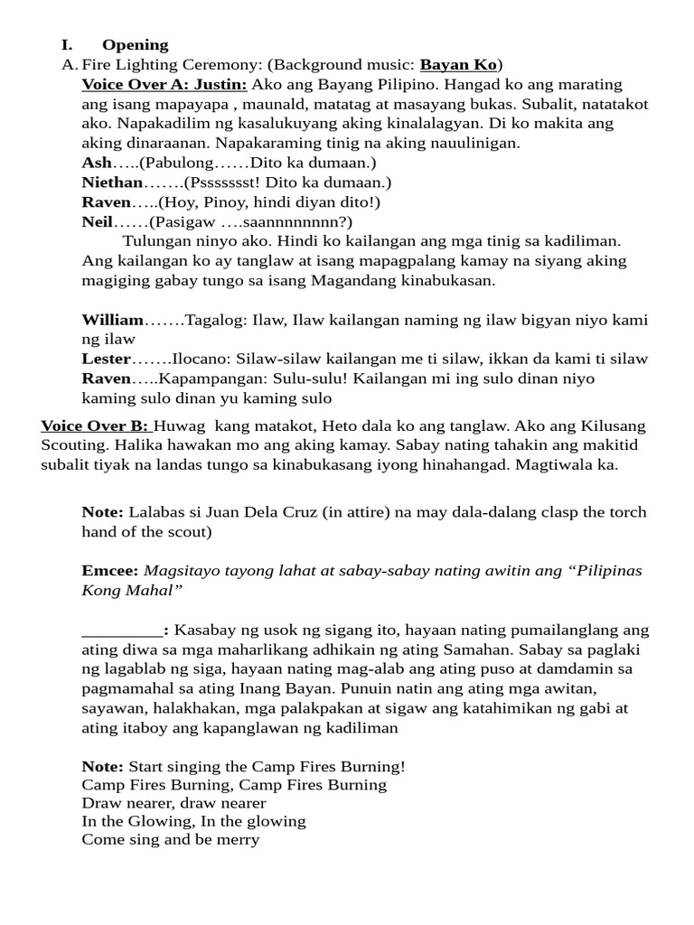 Camp Fire Ceremony BSP Nov2023 | PDF