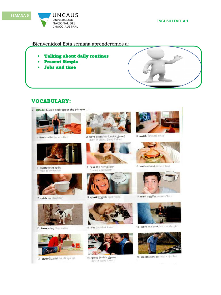 Rutinas Diarias y Presente Simple A1 | PDF