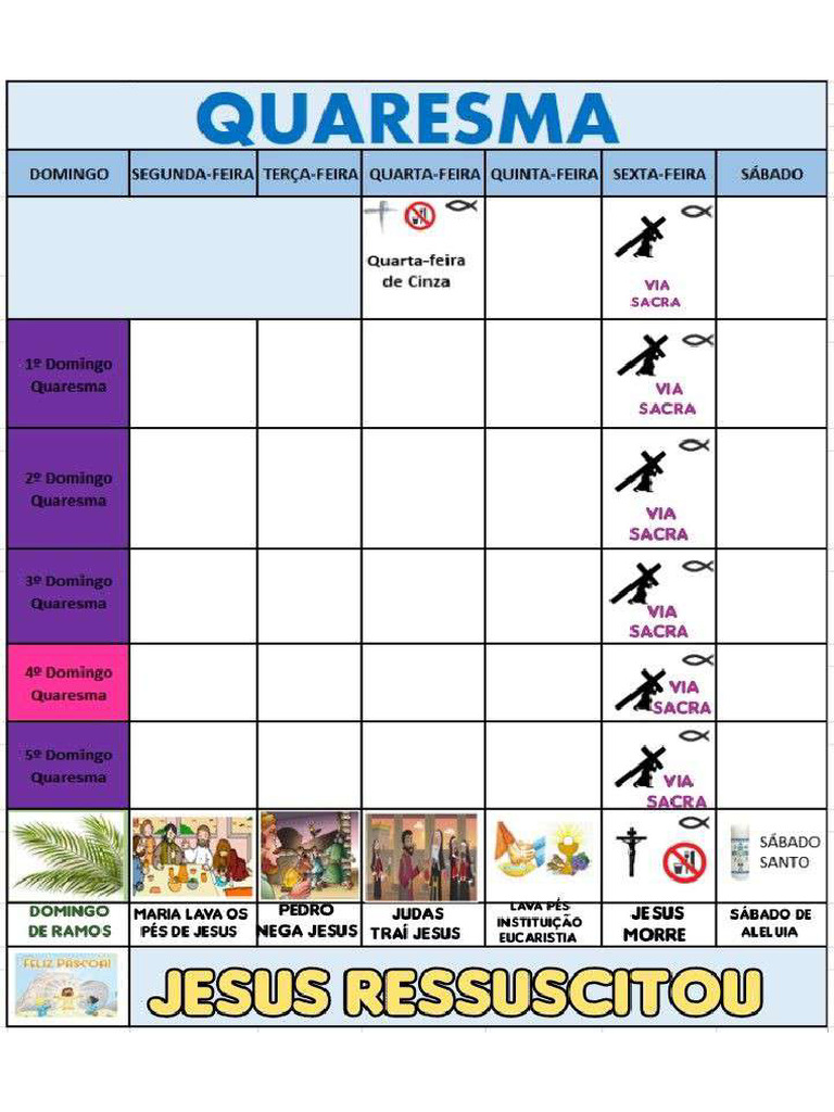 Calendário Da Quaresma | PDF