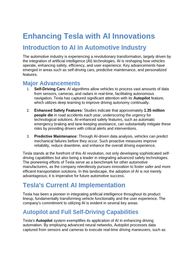 Tesla's AI-Driven Predictive Maintenance | PDF | Artificial ...